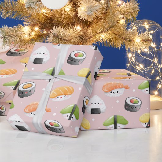 Sushi-Brötchen aus Kawaii, Sushi-Muster Geschenkpapier (Feiertage)