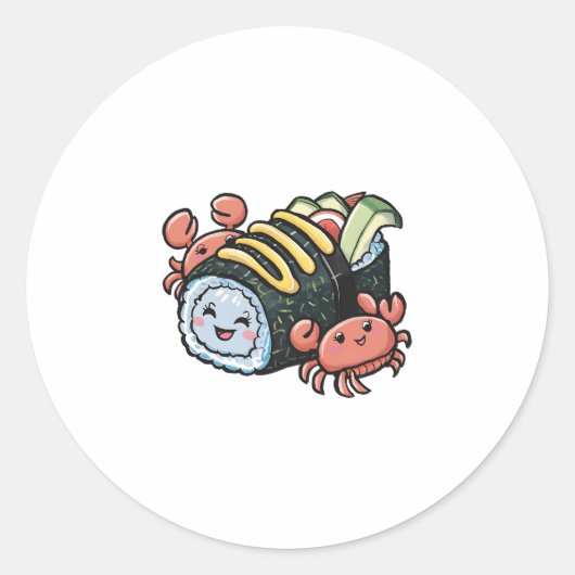Sushi Buddies Runder Aufkleber (Vorderseite)