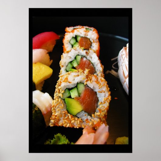 Sushi California Rolle Sashimi Feinschmecker Koch  Poster (Vorne)