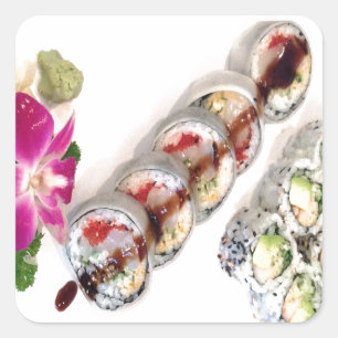 Sushi California Rolls Quadratischer Aufkleber
