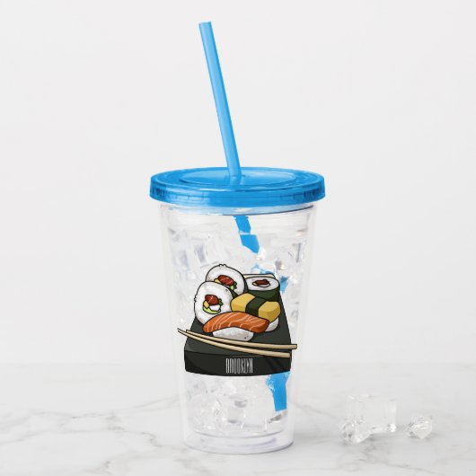 Sushi-Cartoon-Abbildung Acryltrinkbecher (Vorderseite Ice)
