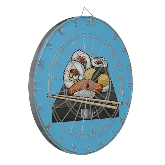 Sushi-Cartoon-Abbildung Dartscheibe (Vorderseite Links)