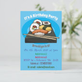 Sushi-Cartoon-Abbildung Einladung (Stehend Vorderseite)