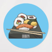 Sushi-Cartoon-Abbildung Etiketten (Design 1)