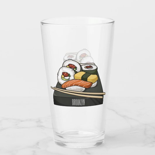 Sushi-Cartoon-Abbildung Glas (Rückseite)