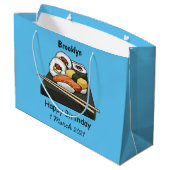 Sushi-Cartoon-Abbildung Große Geschenktüte (Rückseite Schrägansicht)