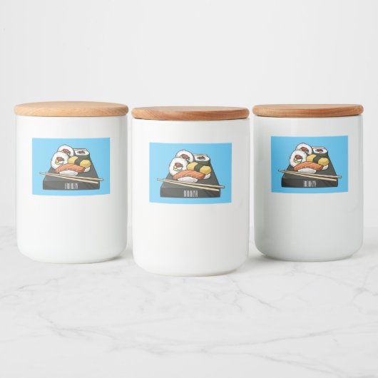 Sushi-Cartoon-Abbildung Lebensmitteletikett (Flaschen)