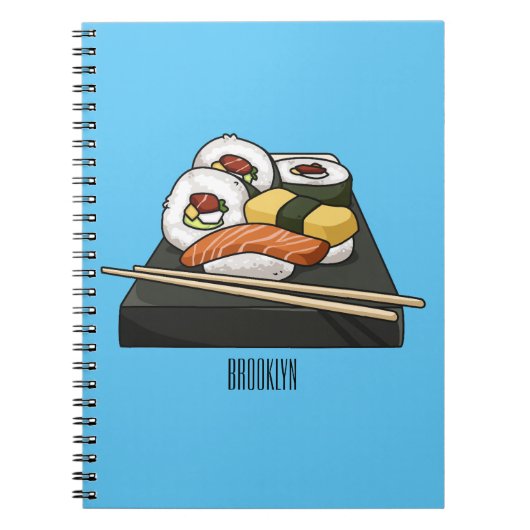 Sushi-Cartoon-Abbildung Notizblock (Vorderseite)