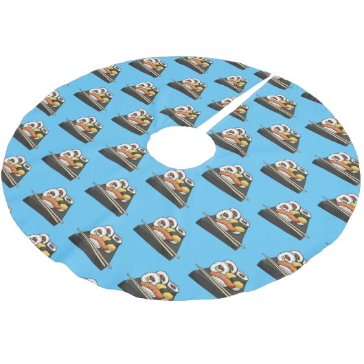 Sushi-Cartoon-Abbildung Polyester Weihnachtsbaumdecke (Schrägansicht)