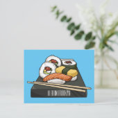 Sushi-Cartoon-Abbildung Postkarte (Stehend Vorderseite)