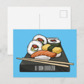Sushi-Cartoon-Abbildung Postkarte (Vorne/Hinten)