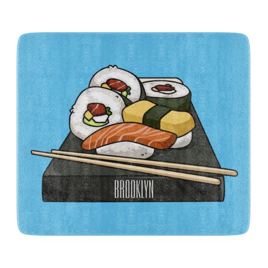 Sushi-Cartoon-Abbildung Schneidebrett (Vorderseite)