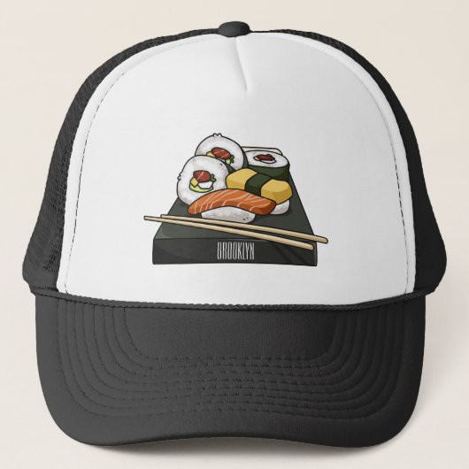 Sushi-Cartoon-Abbildung Truckerkappe (Vorderseite)
