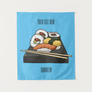 Sushi-Cartoon-Abbildung Wandteppich