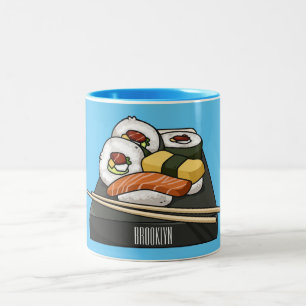 Sushi-Cartoon-Abbildung Zweifarbige Tasse