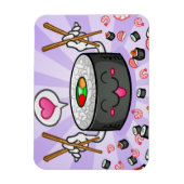 Sushi Cartoon Character Eating Lot of Shrimp Magnet (Vertikal)