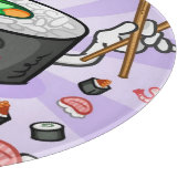 Sushi-Cartoon-Charakter, der Lose Garnele isst Schneidebrett (Ecke)