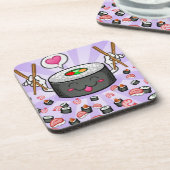 Sushi-Cartoon-Charakter, der Lose Garnele isst Untersetzer (Linke Seite)