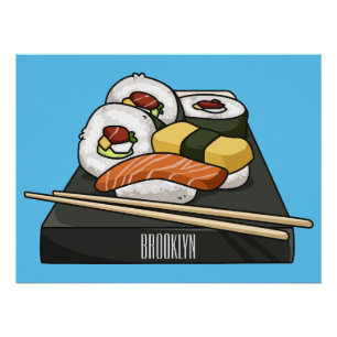 Sushi Cartoon-Illustration  Poster