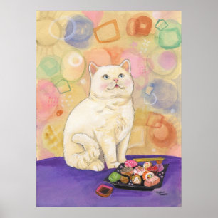Sushi Cat 1980 Daydream Print Poster