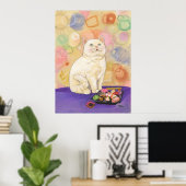 Sushi Cat 1980 Daydream Print Poster (Heimbüro)