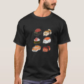 Sushi Cat Anime Abbildung japanische Noodles Ramen T-Shirt (Vorderseite)