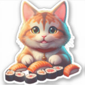 Sushi Cat Aufkleber (Vorderseite)
