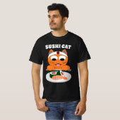 SUSHI CAT Cartoon Cat Humorurisch T-Shirt (Vorne ganz)