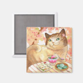 Sushi Cat Dessert First Magnet (Vorderseite/Rückseite)
