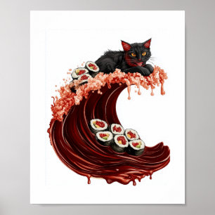 Sushi Cat Dreams - Quirky japanische Küche Poster