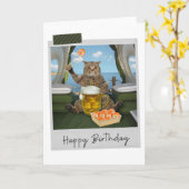 Sushi Cat Funny Birthday Card Karte (Gelbe Blume)