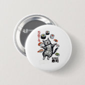 Sushi Cat Harajuku Tokyo Japan Cat Caf Button (Vorne & Hinten)
