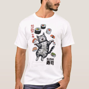 Sushi Cat Harajuku Tokyo Japan Cat Caf T-Shirt
