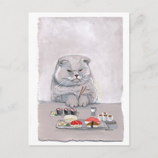 Sushi Cat Herr Grumps ©CSiravo Postkarte (Vorderseite)