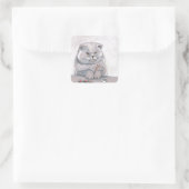 Sushi Cat Herr Grumps ©CSiravo Quadratischer Aufkleber (Tasche)