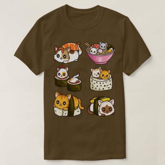 Sushi Cat Japanese Anime T-Shirt (Design vorne)