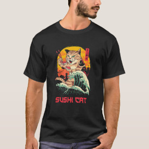 Sushi Cat Japanisches Essen Und Kostümierte Katze T-Shirt