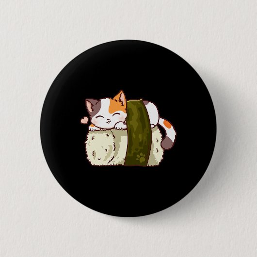 Sushi Cat Kawaii Anime Neko Japanisch Button (Vorderseite)
