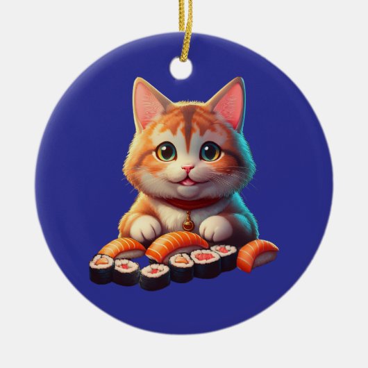 Sushi Cat Keramik Ornament (Vorne)