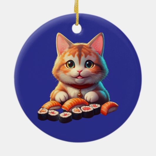 Sushi Cat Keramik Ornament (Hinten)