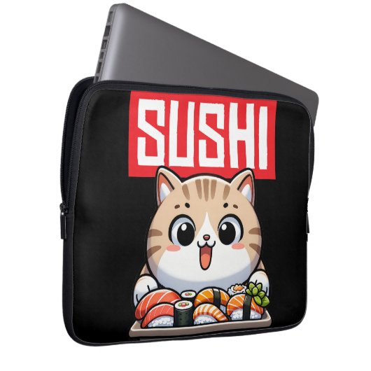 Sushi Cat Laptopschutzhülle (Vorne Rechts)