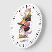 Sushi Cat Miaw | Japanischer Anime Große Wanduhr (Winkel)
