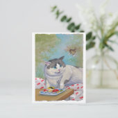 Sushi Cat Picnic Supare Postkarte (Stehend Vorderseite)