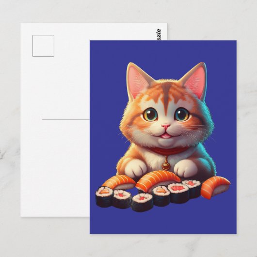 Sushi Cat Postkarte (Vorne/Hinten)