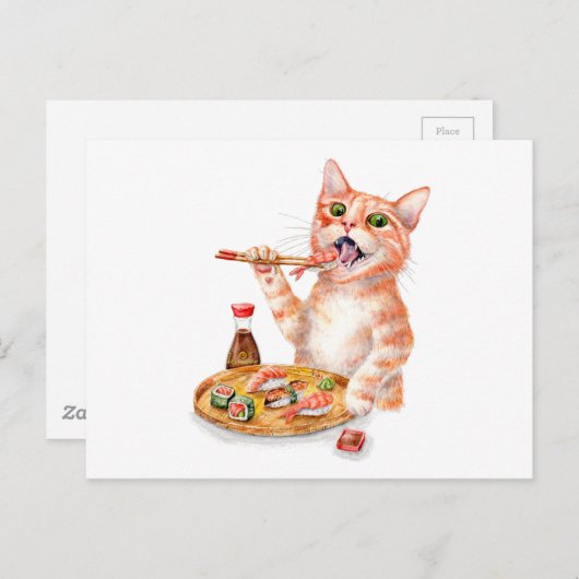 Sushi Cat Postkarte (Vorne/Hinten)