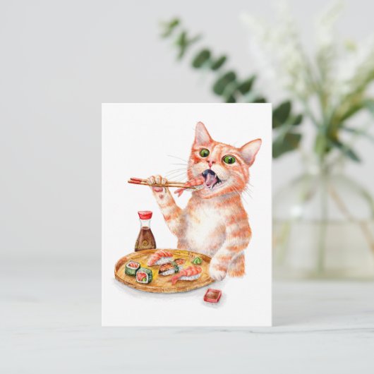 Sushi Cat Postkarte (Stehend Vorderseite)