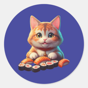 Sushi Cat Runder Aufkleber