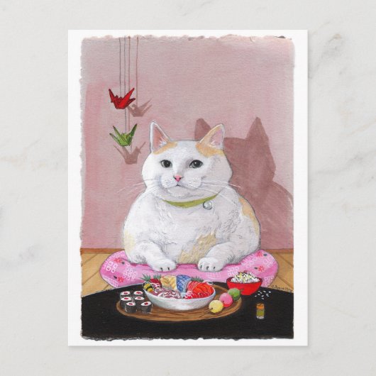 Sushi Cat Sashimi Sweetie Postkarte (Vorderseite)