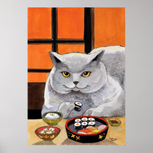 Sushi Cat Später Nachmittagsjause Poster