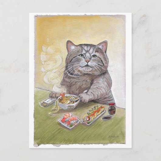 Sushi Cat Tempura Udon Postkarte (Vorderseite)